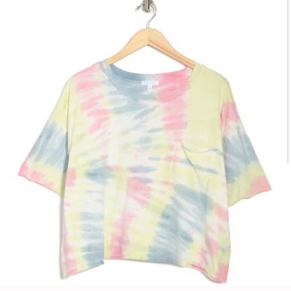 Abound Tops - Tie dye oversized boxy crop top pocket t shirts